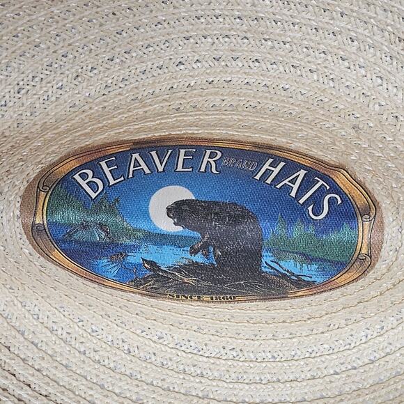 Beaver Brand Hats Straw Trilby Fedora Hat Milanette Weave Buffalo Nickel Plaid - Picture 10 of 11
